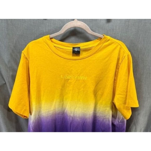 UNKNWN‎ Sport Shirt Adult Large Yellow Purple  Short Sleeve Pullover Tee Mens - Picture 2 of 9